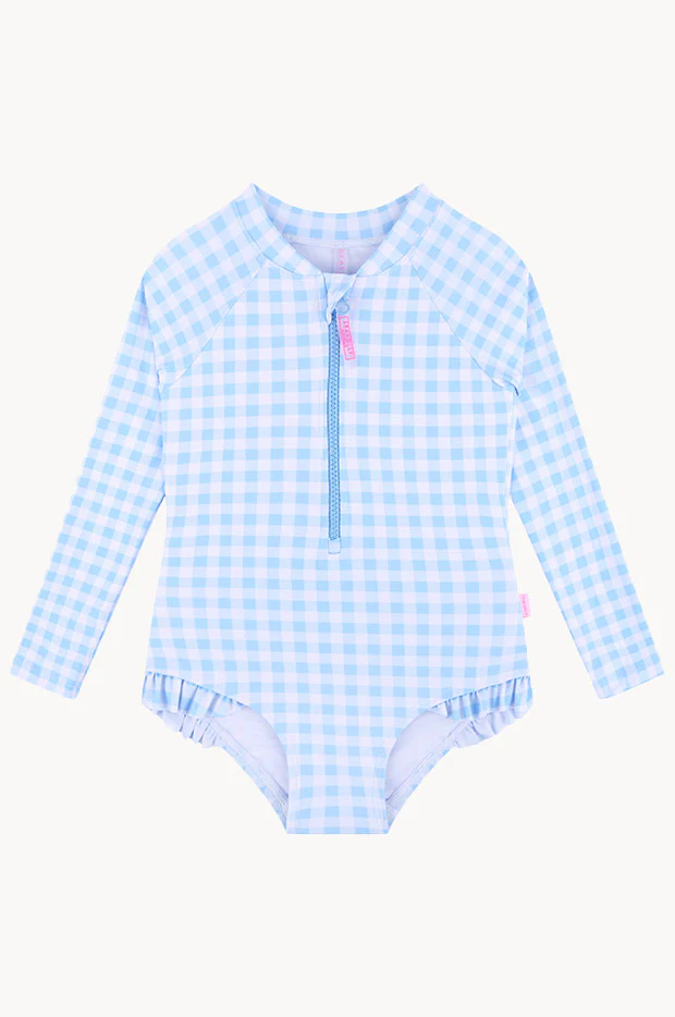 Girls Gingham Long Sleeve Sunsuit - Image 2
