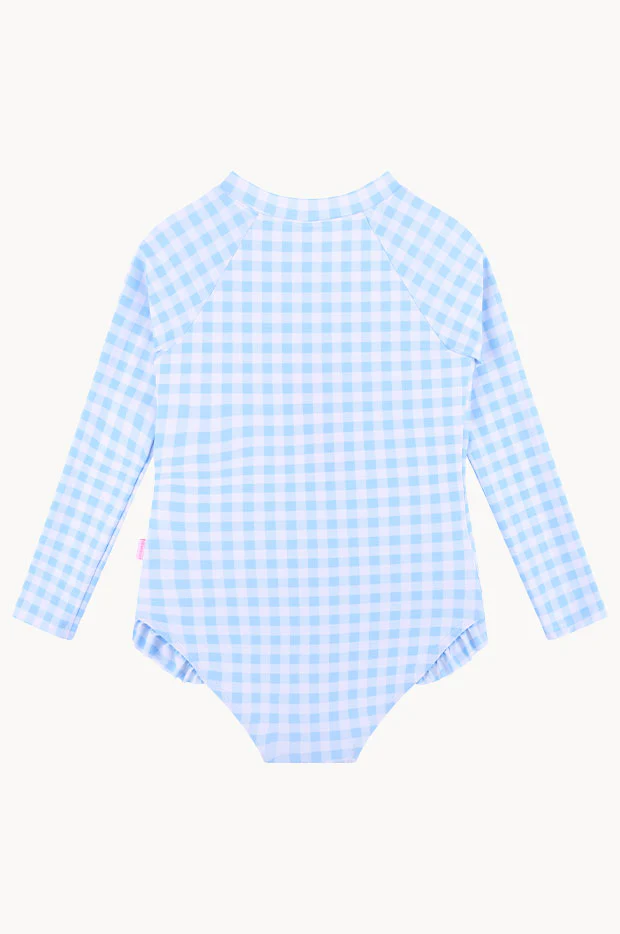 Girls Gingham Long Sleeve Sunsuit - Image 3