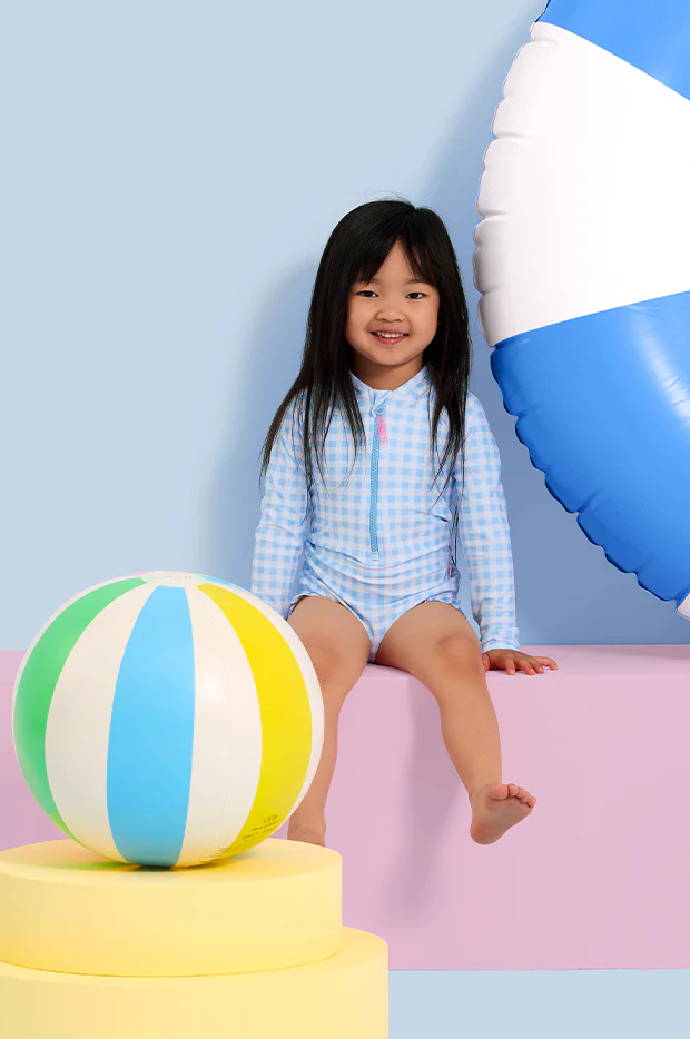 Girls Gingham Long Sleeve Sunsuit - Image 4