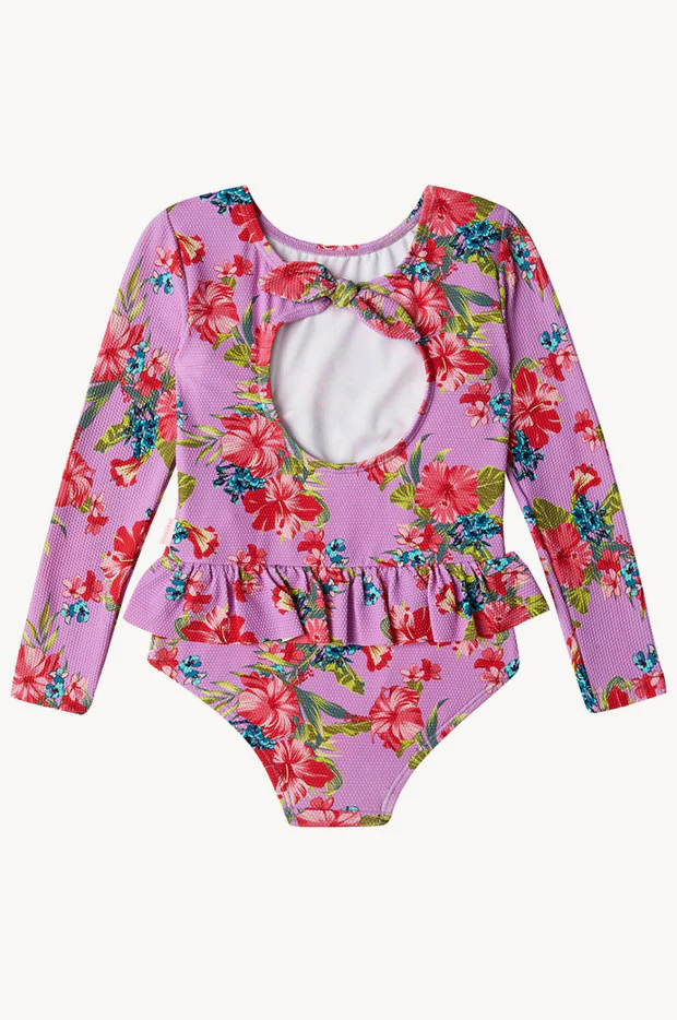 Girls Honolulu Frill Long Sleeve Sunsuit - Image 2