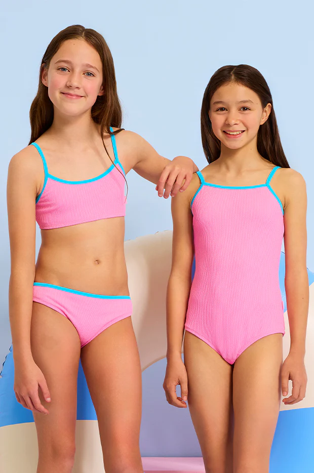 Girls Textured Contrast Crop Set - Image 5