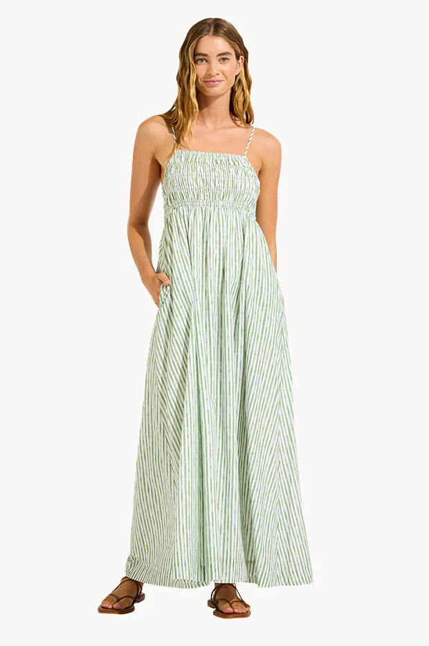 Shirred Midi Dress