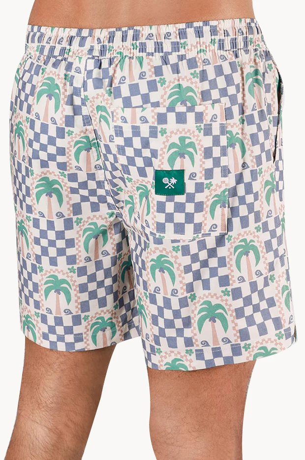 Mens Palm Check Party Everyday Short - Image 2