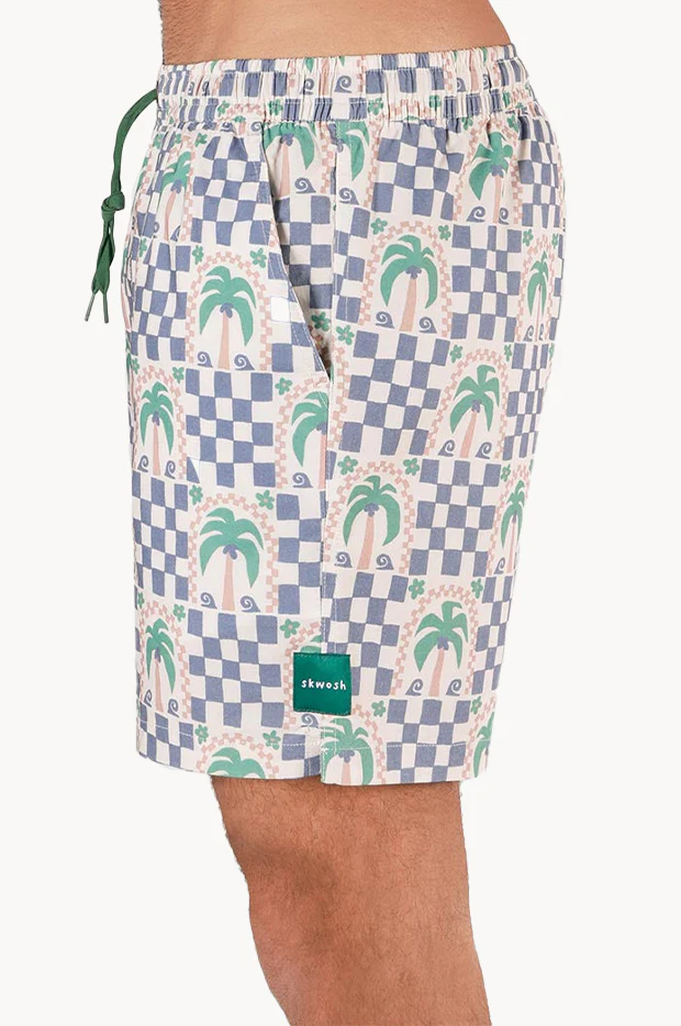 Mens Palm Check Party Everyday Short - Image 3