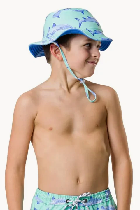 Boys Minty Shark Bucket Hat - Image 3