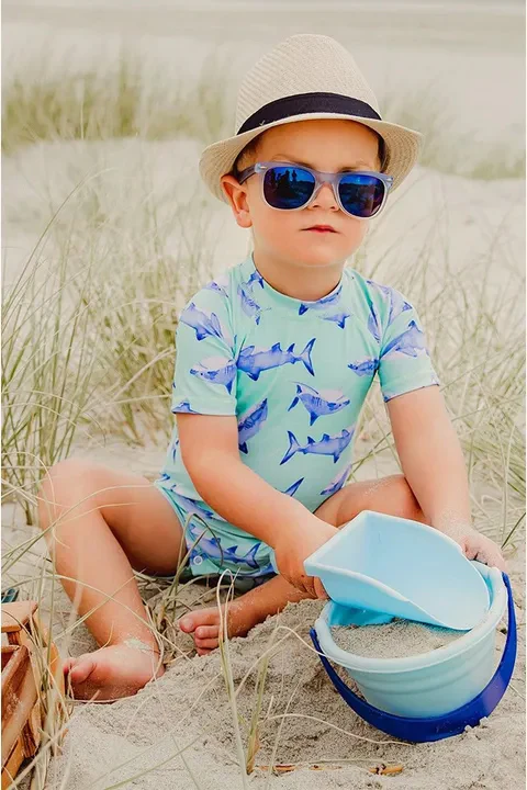 Toddler Boys Shark Short Sleeve Sunsuit