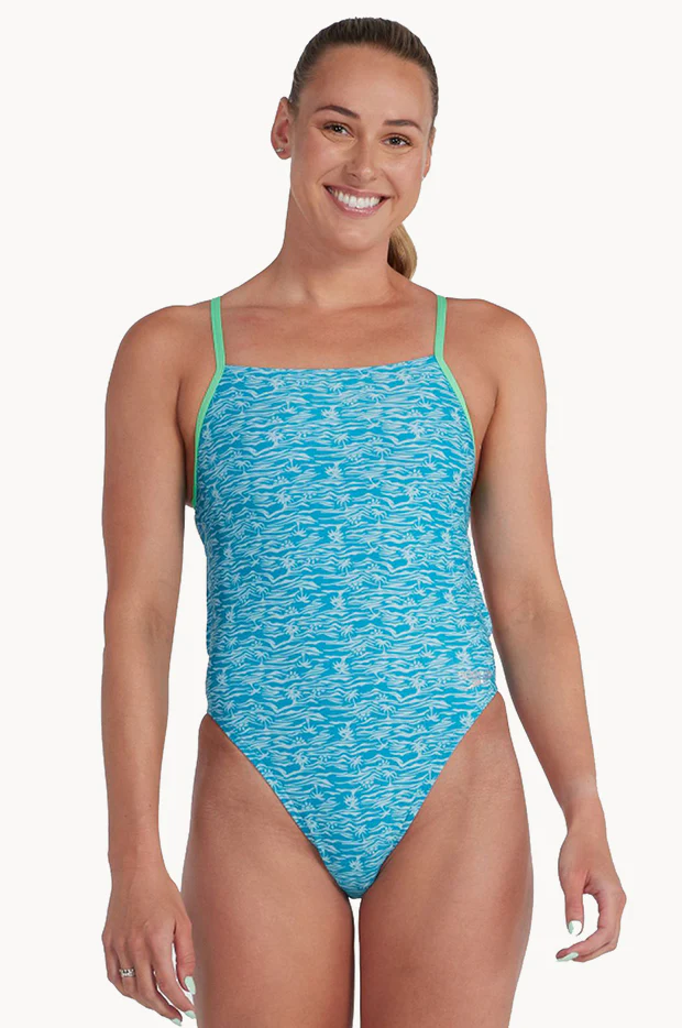 Allover Digital Lattice Back One Piece