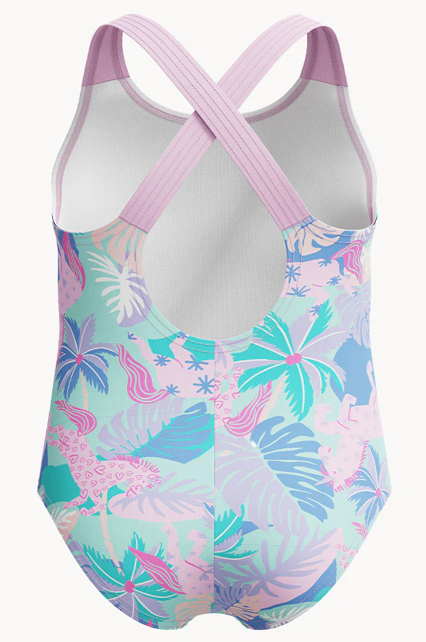 Girls Print Cross Back One Piece - Image 2