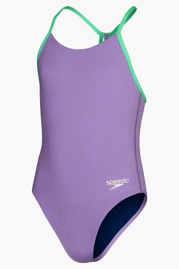 Girls Solid Lane Line Back One Piece - Image 5