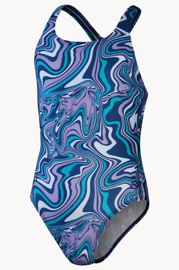Girls Water Oil Printed Medalist One Piece - Image 4
