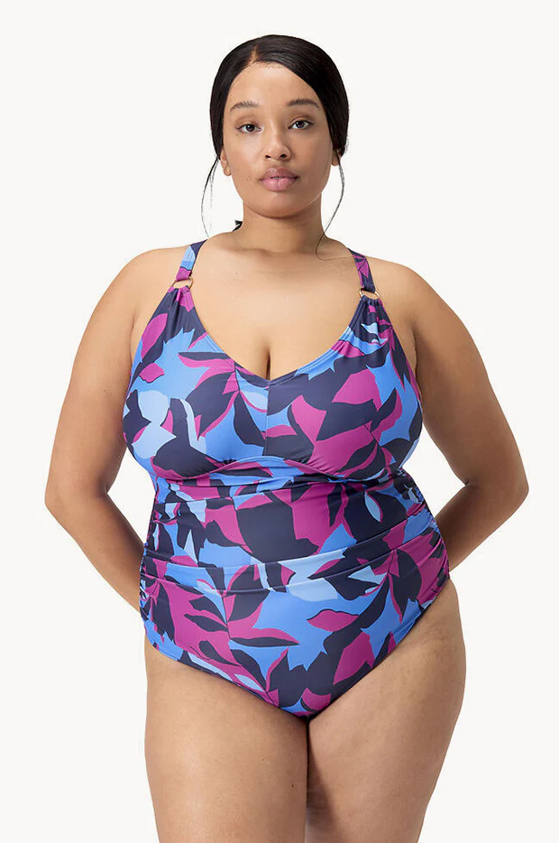 Printed Shaping V Neck One Piece