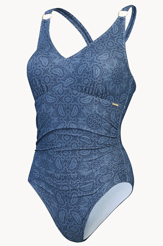 Printed Shaping V Neck One Piece - Image 4