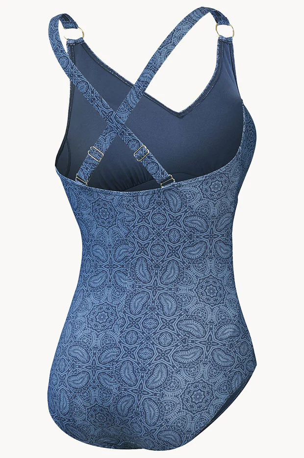 Printed Shaping V Neck One Piece - Image 5