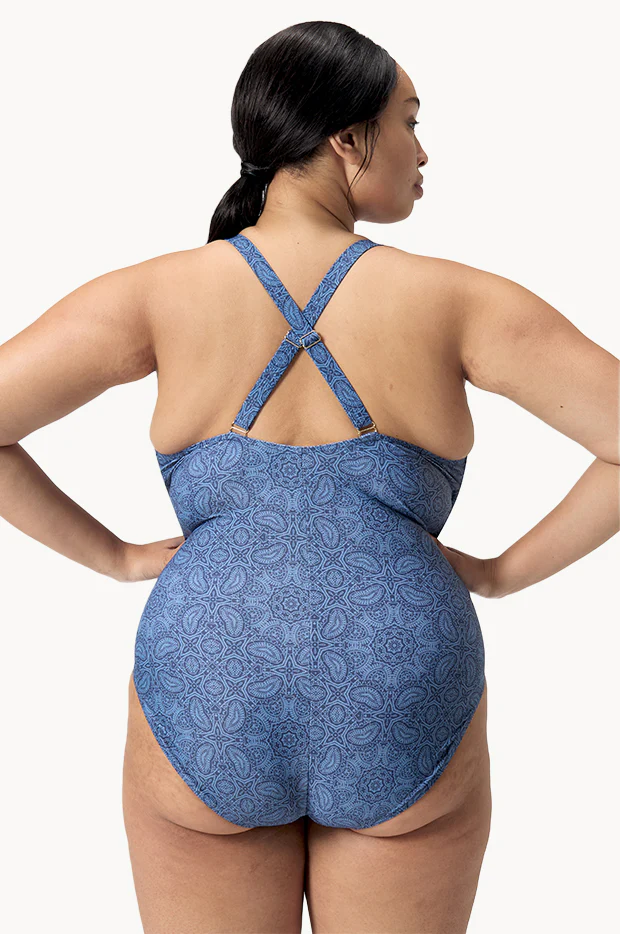 Printed Shaping V Neck One Piece - Image 3