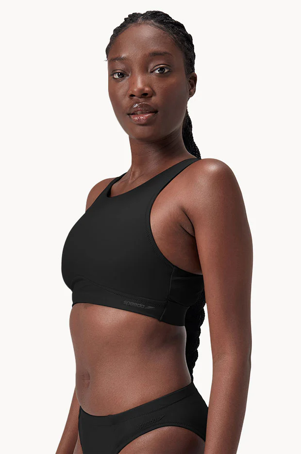Solid High Neck Mesh Crop - Image 2
