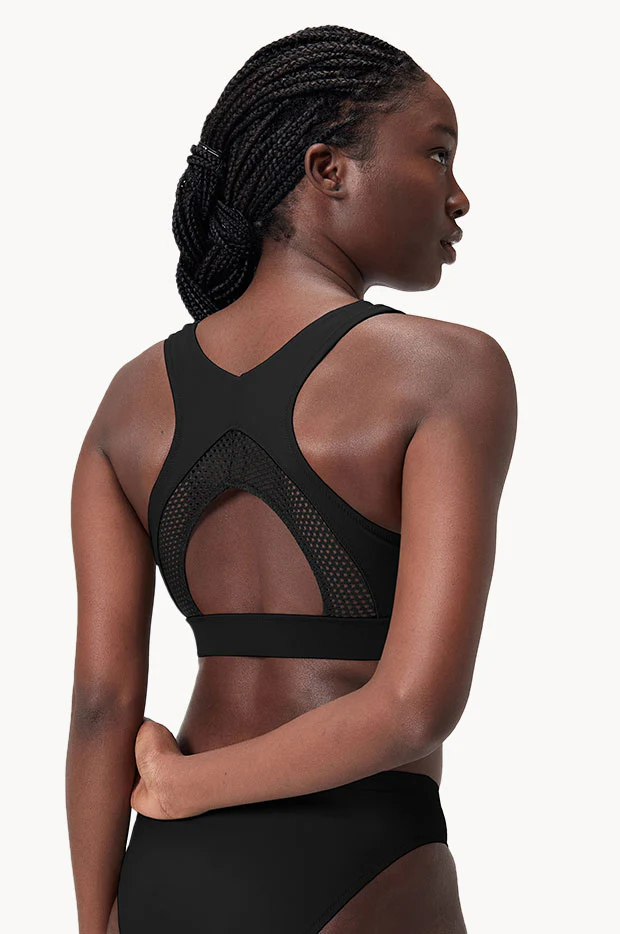 Solid High Neck Mesh Crop - Image 3
