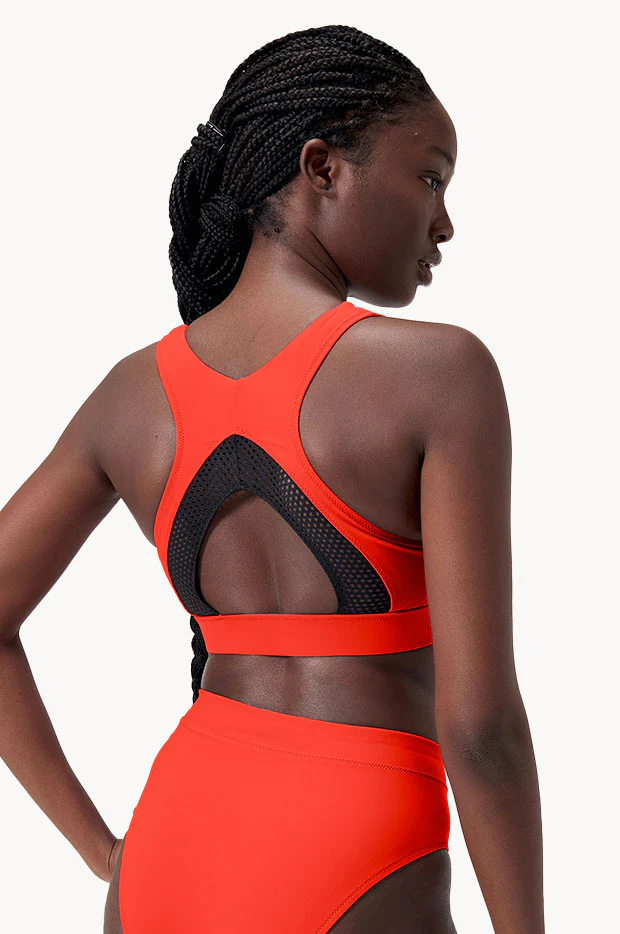 Solid High Neck Mesh Crop - Image 3