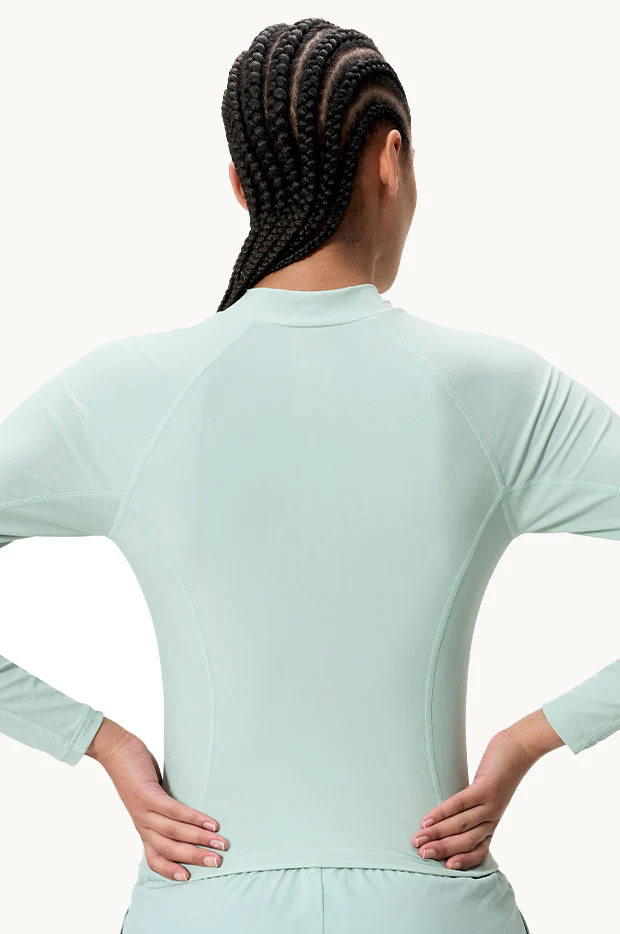 Solid Long Sleeve Zip Suntop - Image 2