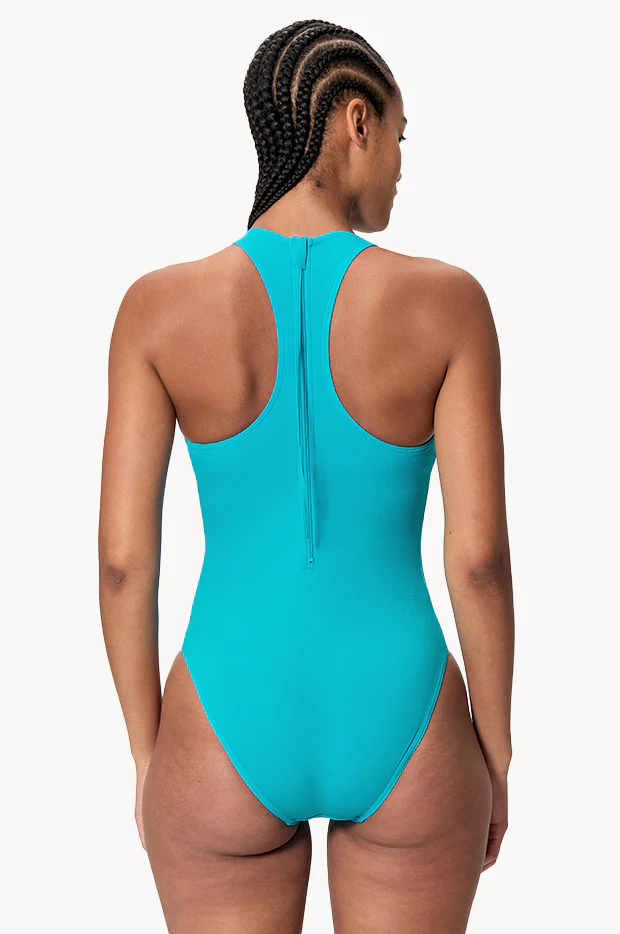 Solid Racerback Zip One Piece - Image 2