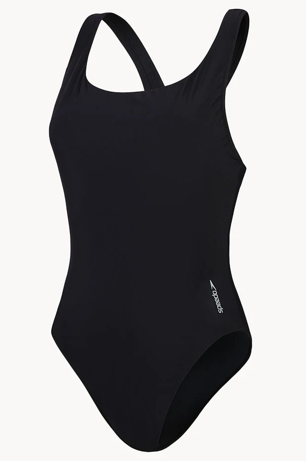 Solid Scoop Neck Mesh Back One Piece - Image 4