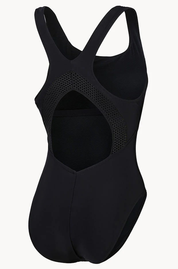 Solid Scoop Neck Mesh Back One Piece - Image 5