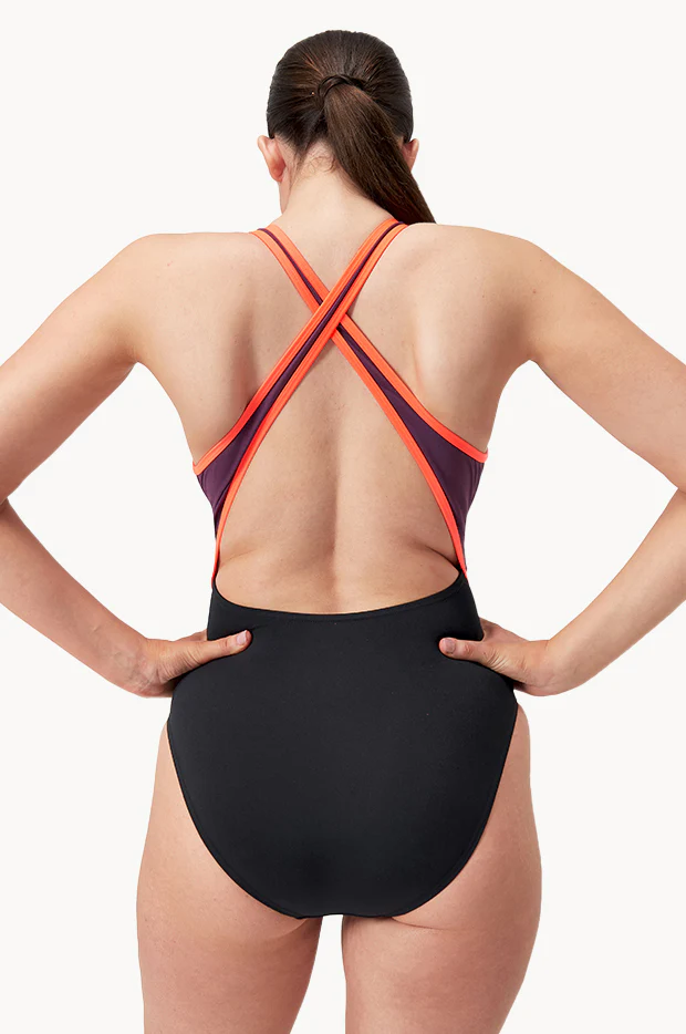 Splice Cross Back High Neck One Piece - Image 3