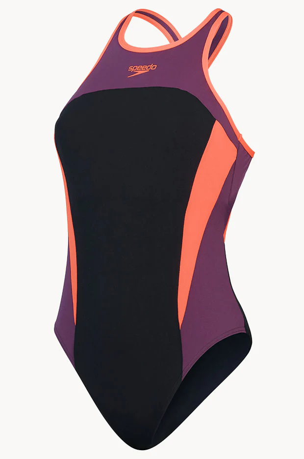 Splice Cross Back High Neck One Piece - Image 4