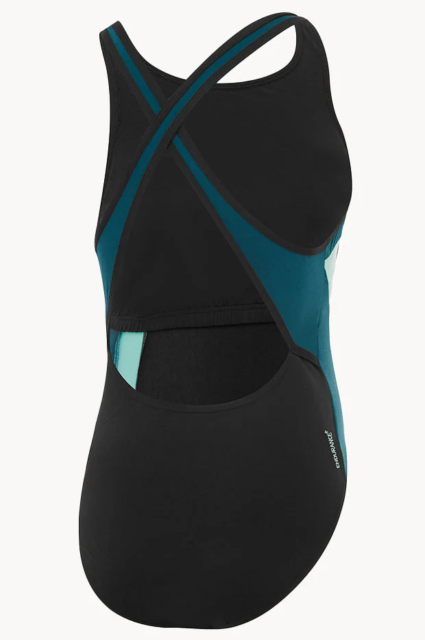 Splice Cross Back High Neck One Piece - Image 2