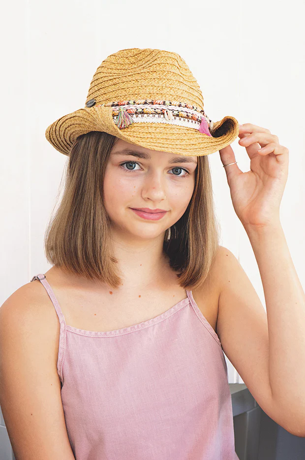 Girls Shell And Tassel Trim Cowgirl Hat - Image 2