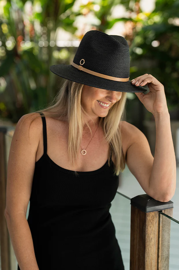 Leather Band Panama Hat - Image 2