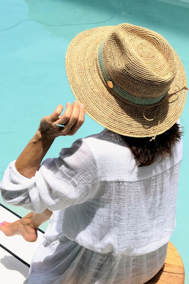 Raffia Mint Band Panama Hat - Image 3