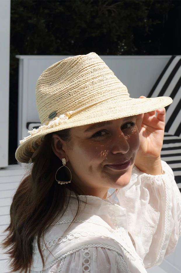 Tassel Bead Trim Panama Hat - Image 2