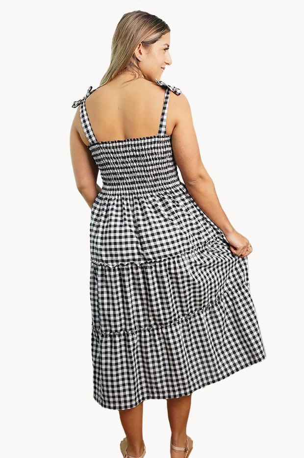 Gingham Tie Up Smock Dress - Image 2