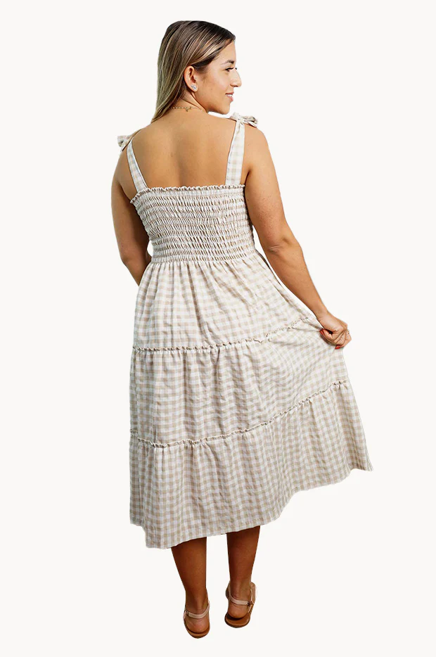 Gingham Tie Up Smock Dress - Image 2