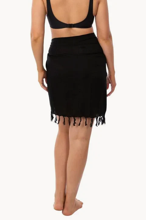 Plain Black Short Tie Sarong - Image 2