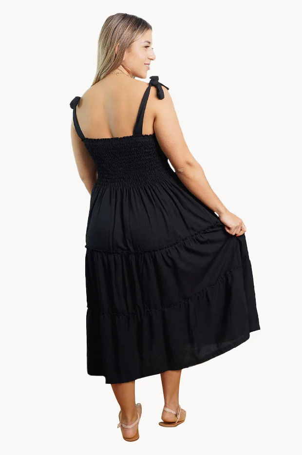 Plain Tie Up Smock Dress - Image 2
