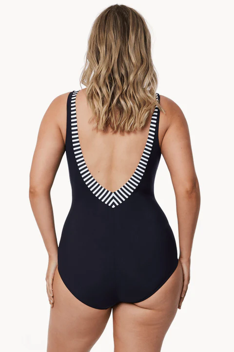 E Cup Stripe Trim One Piece - Image 2