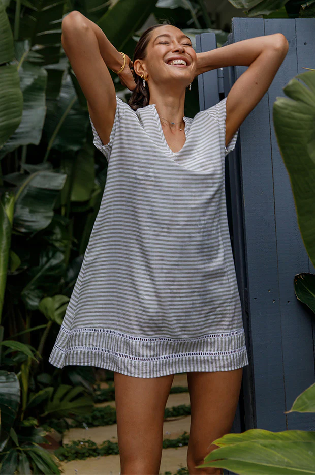 Summer Stripe Cap Sleeve Tunic - Image 3