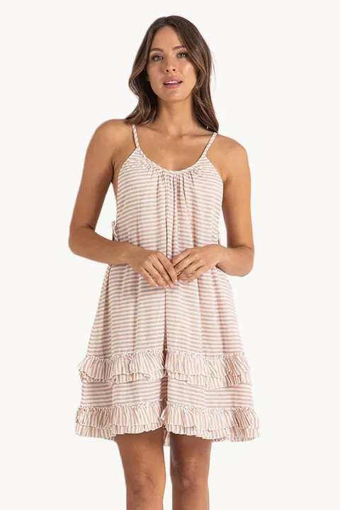 Summer Stripe Ruffle Hem Dress