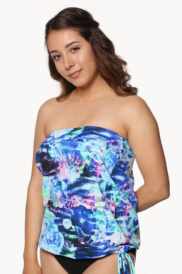 Ocean Rose Bandeau Blouson Tankini Separate +