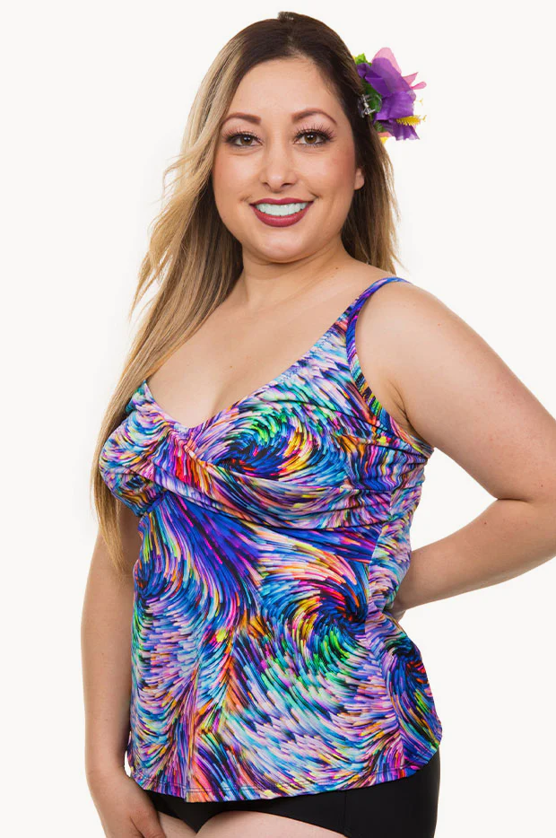 Rainbow Waves D/DD Cup Twist Tankini Separate