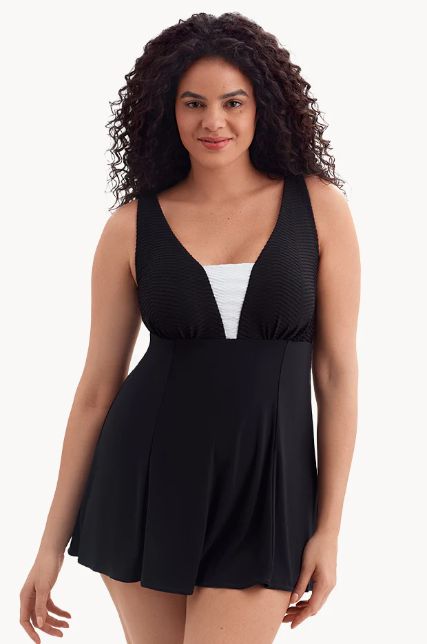 Texture Luxe Plunge Swim Dress - Image 2