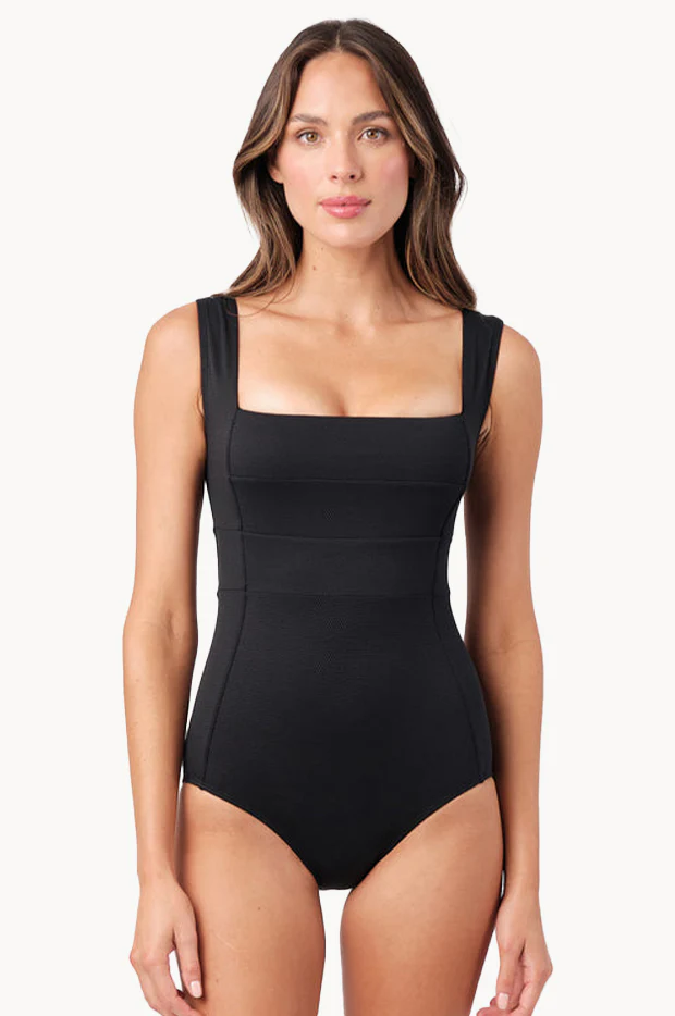 Textured Classic Square Neck One Piece - Image 3