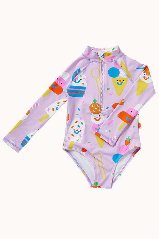 Toddler Girls Sundae Fun Day Long Sleeve Sunsuit - Image 2