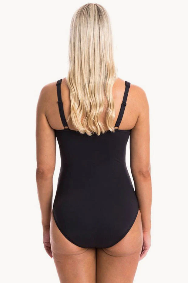 Plain Ruched Twist Front One Piece - Image 2