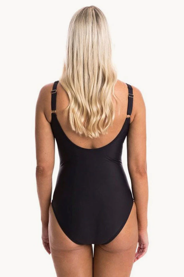 Plain Ruched Twist Front One Piece - Image 2