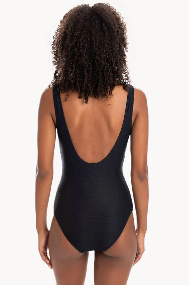 Plain Textured Round Neck One Piece - Image 2