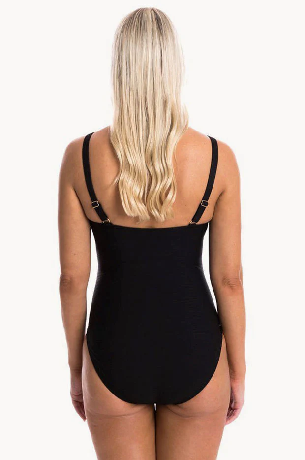 Plain Textured Scoop Neck One Piece - Image 2