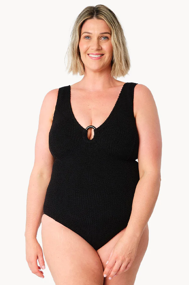 Crinkle Classic Ring V Neck One Piece - Image 3