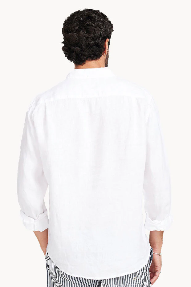Mens Long Sleeve Linen Shirt - Image 2